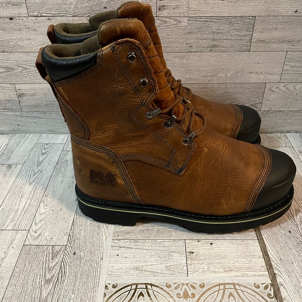 Timberland PRO bannack steel toe work leather brown  boots men size 9 1/2 new